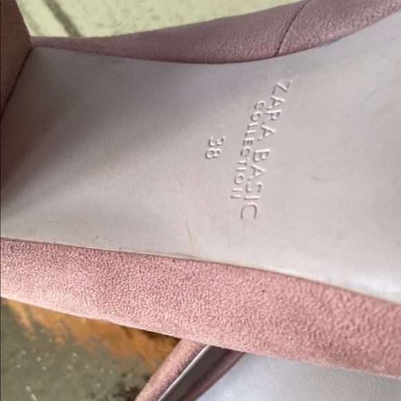 Zara Pink Suede Basic Collection Heels with Elegant Bow Design - Picture 6 of 6